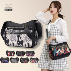 新款时尚流行单肩包大容量日常百搭斜挎包女尼龙休闲印花女包批发